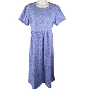 NJOI Vintage Micro Floral Drop Waist Tie T Shirt Midi 90s Mom Dress Medium